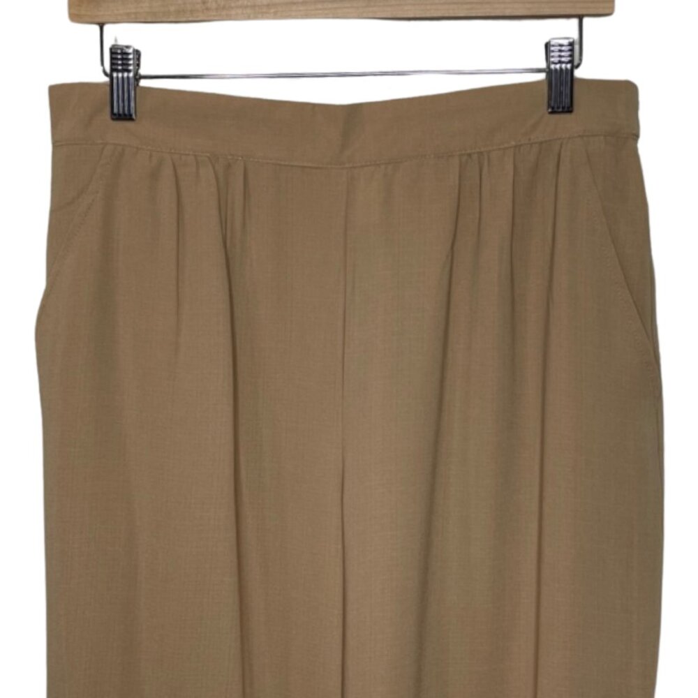 VENUS | Lightweight Camel Elastic Waist Cargo Ankle Pants | Size L - Picture 4 of 13